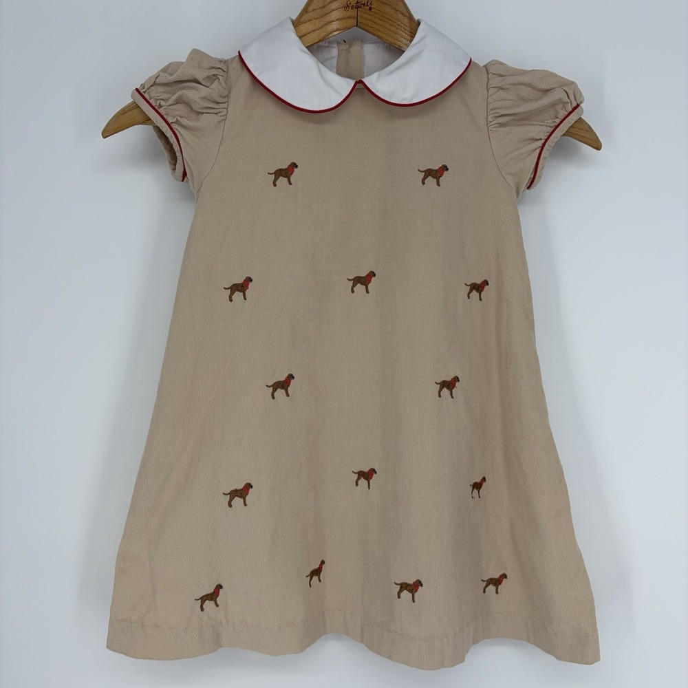 Anavini Couture Toddler Girls Hand Smocked Embroidered Dogs Dress Sz 24 Months